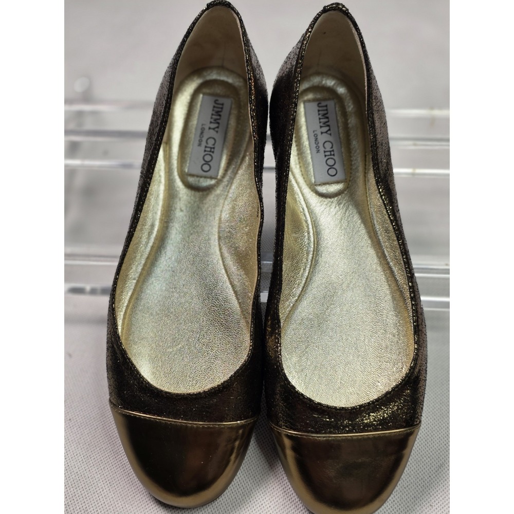 Authentic Jimmy Choo Gold Metallic ballet flats size 38, Excellent ,luxury